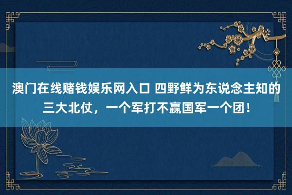 澳门在线赌钱娱乐网入口 四野鲜为东说念主知的三大北仗，一个军打不赢国军一个团！