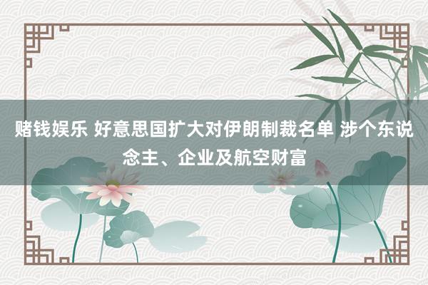 赌钱娱乐 好意思国扩大对伊朗制裁名单 涉个东说念主、企业及航空财富